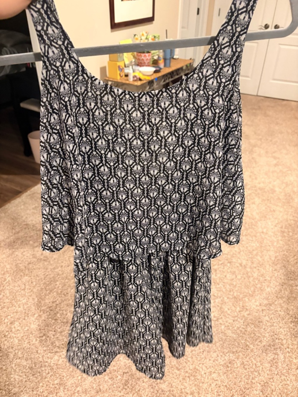 Xhilaration Black & White Long Sleeve Scoop Romper